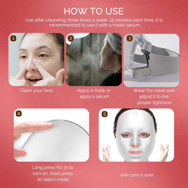 LED therapy facial mask for skin rejuvenation.
