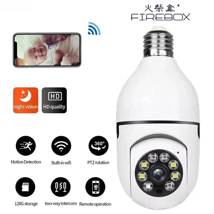 E27 WiFi Bulb Camera – Night Vision Security Monitor
