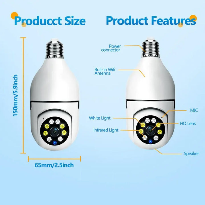 E27 WiFi Bulb Camera – Night Vision Security Monitor